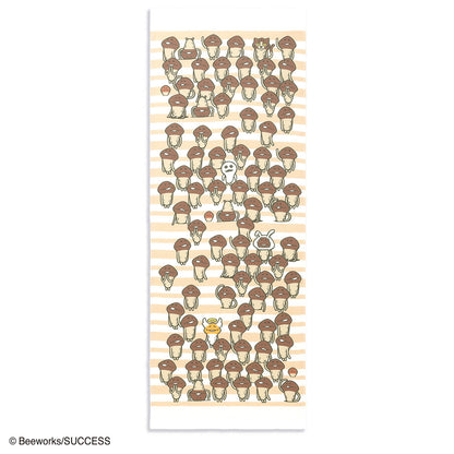 おさわり探偵 なめこ栽培キット 収穫しよう 手ぬぐいタオル ブラウン