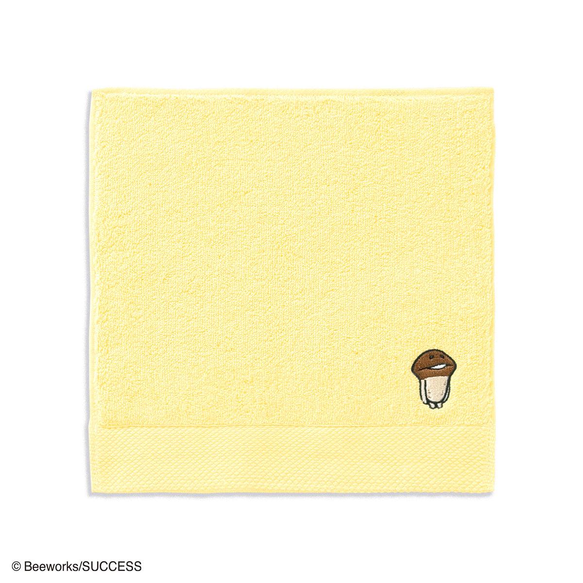 おさわり探偵 なめこ栽培キット なめこ刺繍 タオルハンカチ イエロー