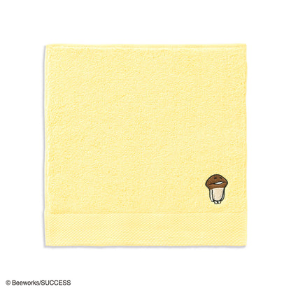 おさわり探偵 なめこ栽培キット なめこ刺繍 タオルハンカチ イエロー