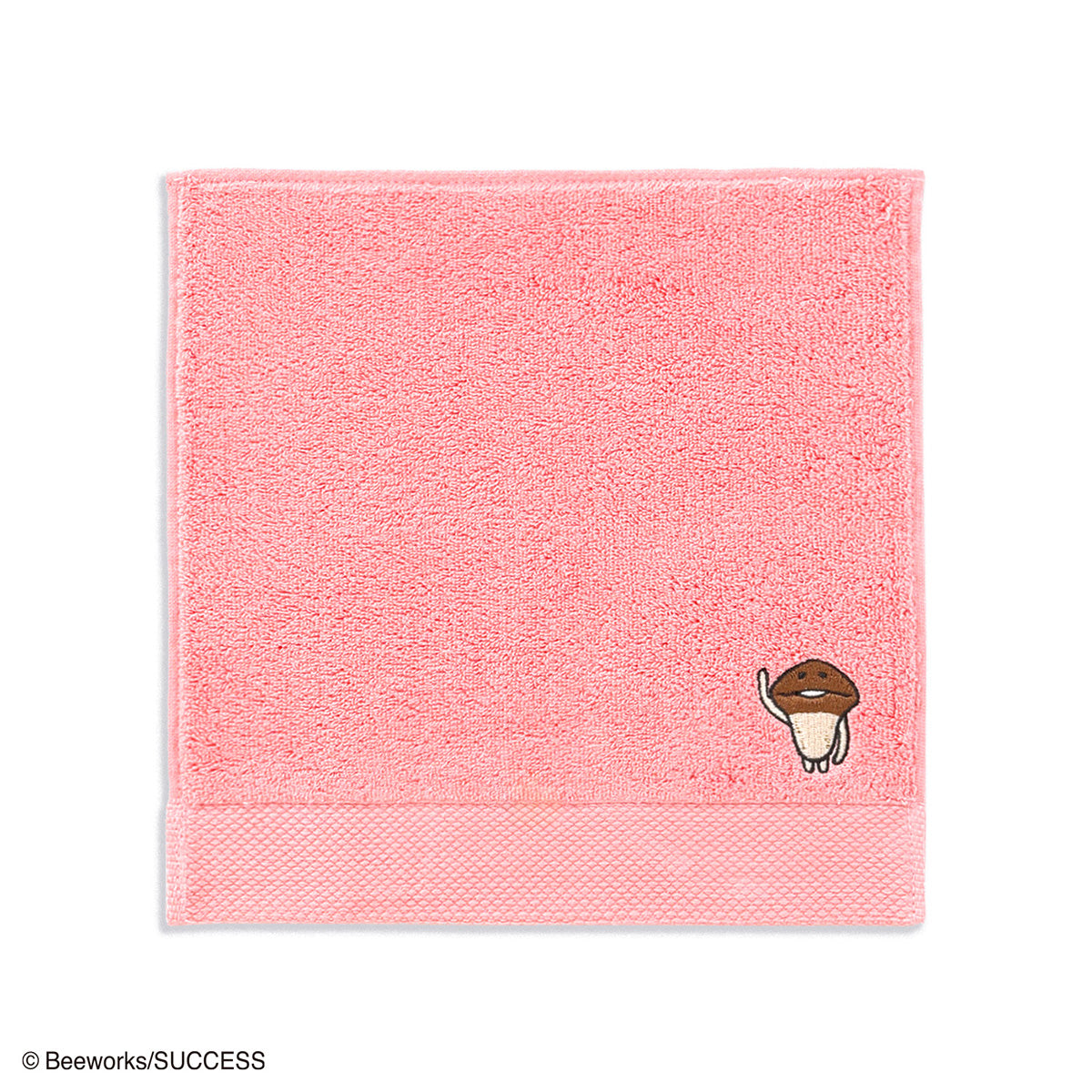 おさわり探偵 なめこ栽培キット なめこ刺繍 タオルハンカチ ピンク