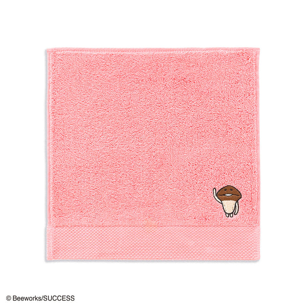 おさわり探偵 なめこ栽培キット なめこ刺繍 タオルハンカチ ピンク