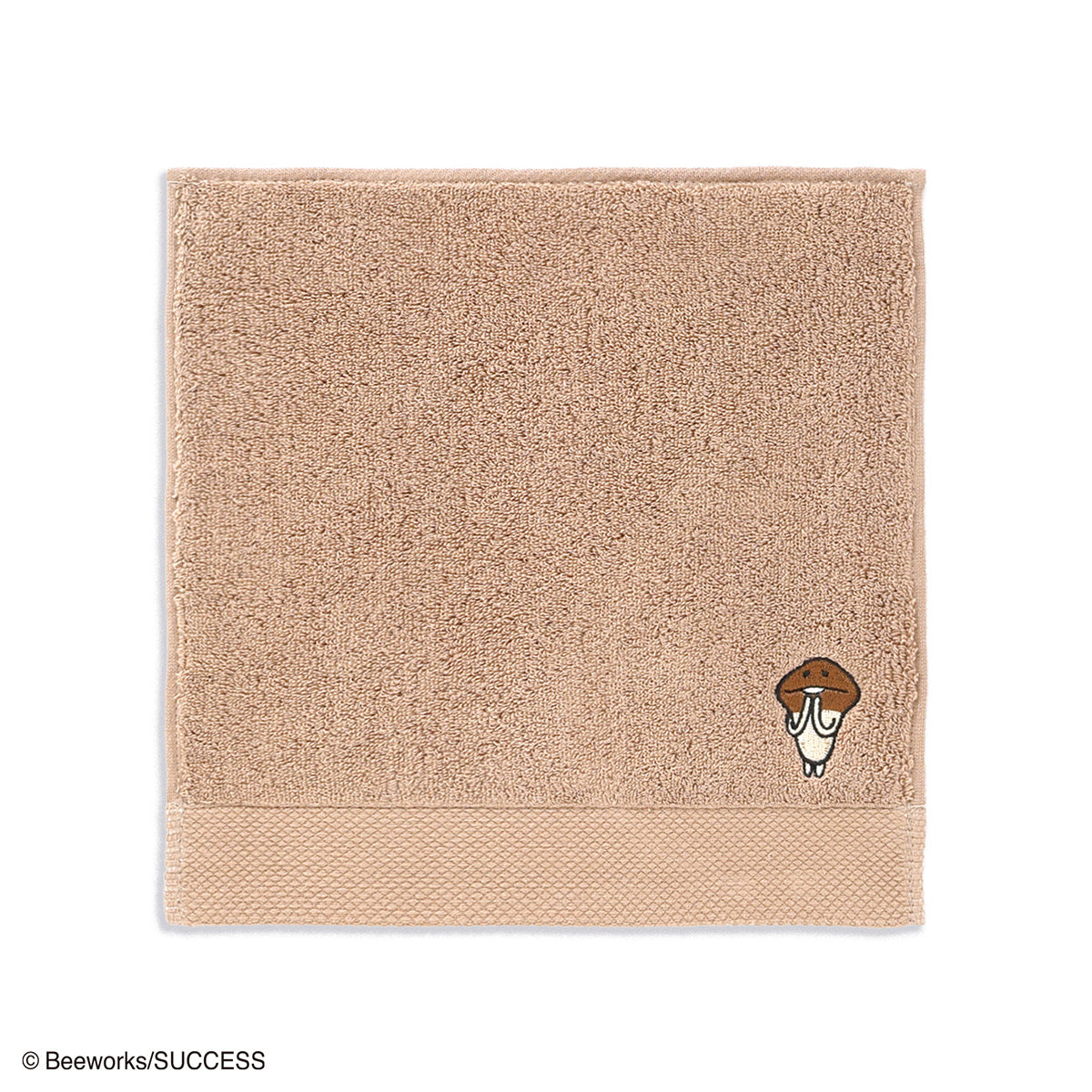 おさわり探偵 なめこ栽培キット なめこ刺繍 タオルハンカチ ブラウン