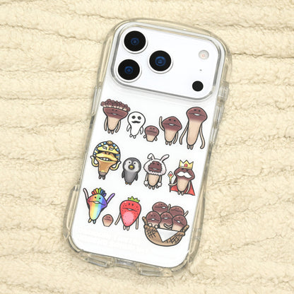 おさわり探偵 なめこ栽培キット iPhone17Pro対応クリスタルクリアケース（集合）