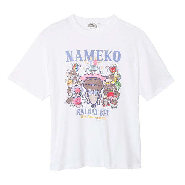 おさわり探偵 なめこ栽培キット Tシャツ 15周年 ホワイト