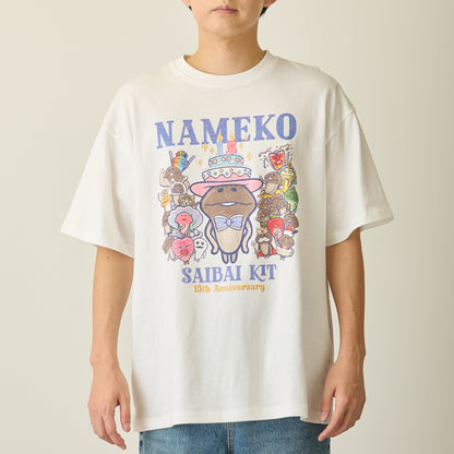 おさわり探偵 なめこ栽培キット Tシャツ 15周年 ホワイト