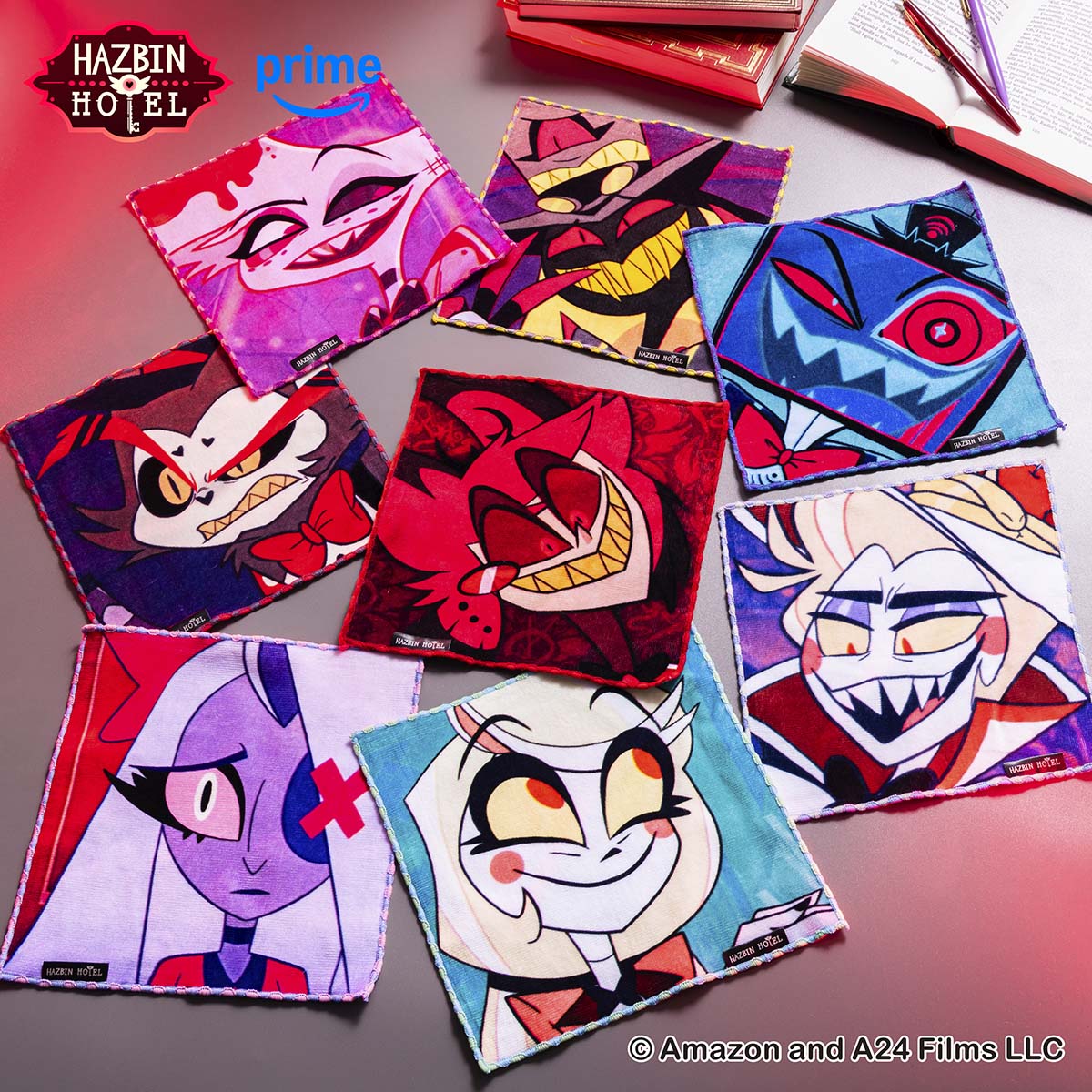 ハズビンホテル　アラスター　ファニーフェイスなハンドタオル HAZBIN HOTEL ファニーフェイスなハンドタオル (エンジェル・ダスト