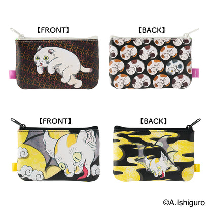 ばけねこだらけ 2個セットポーチ (もた猫＆猫蝙蝠)