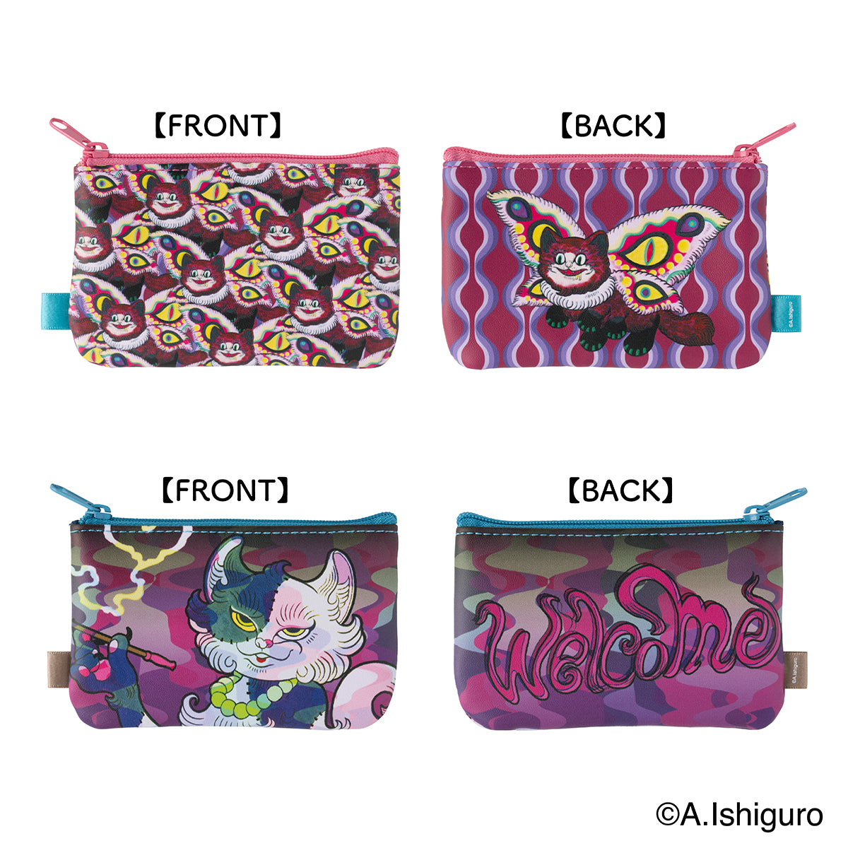 ばけねこだらけ 2個セットポーチ (モスキャット＆コールガール)