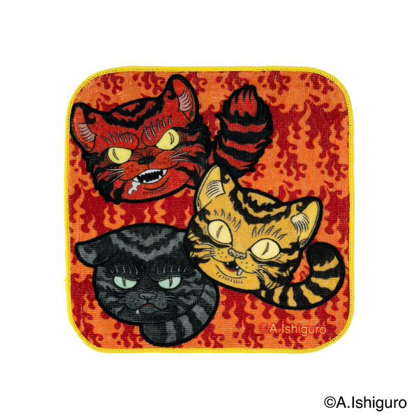 ばけねこだらけ ハンドタオル (だるま猫)