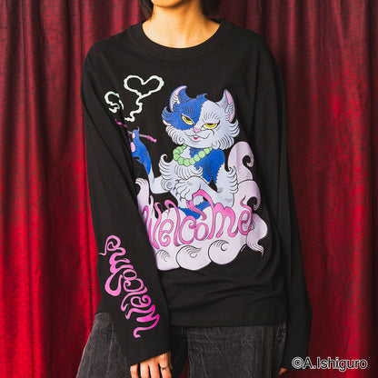 ばけねこだらけ ビッグシルエットロングTシャツ（コールガール）
