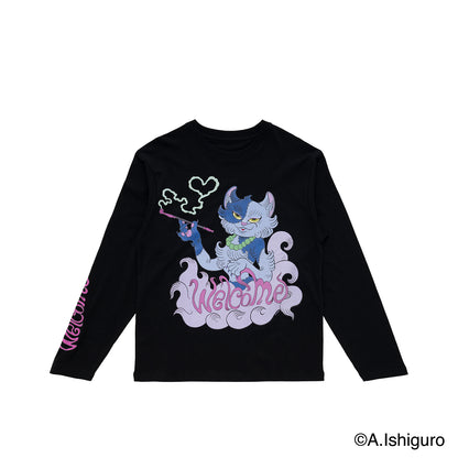ばけねこだらけ ビッグシルエットロングTシャツ（コールガール）
