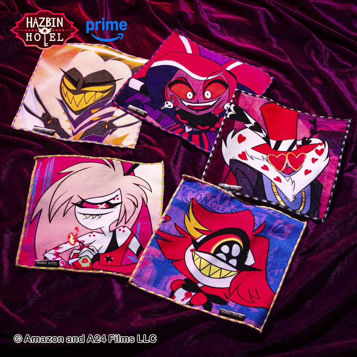 HAZBIN HOTEL ファニーフェイスなハンドタオル （ヴェルヴェット